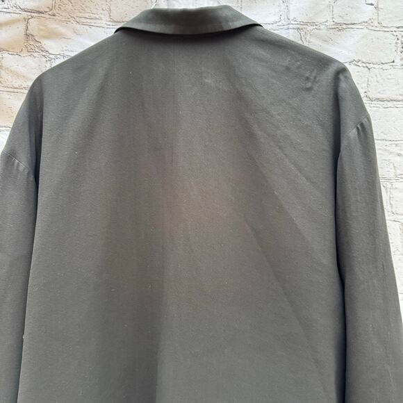 Eileen Fisher Jacket Long Black 100% Silk Open Front 3/4 Sleeve Classic Preppy M - Picture 7 of 10